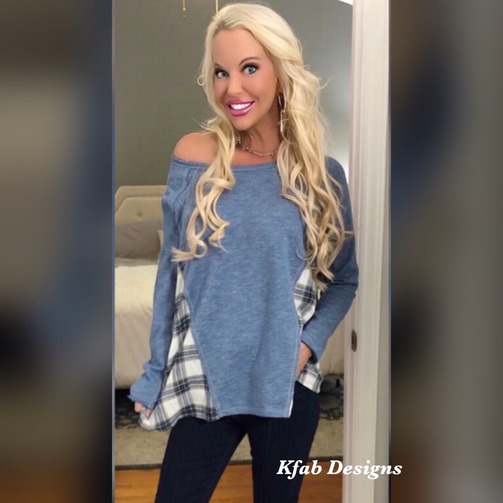Beautiful Blue Thick Contrast Tunic!
